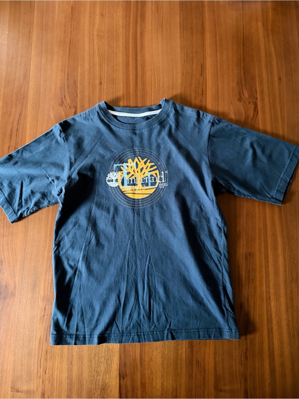 Vintage Timberland Logo T-Shirt Men Youth Navy Blue Size L